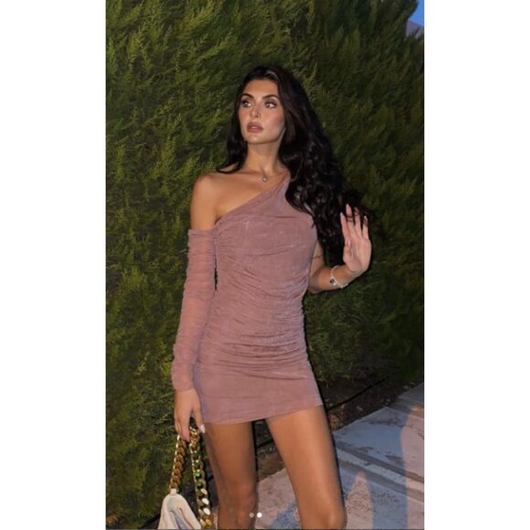 ZARA FITTED ASYMMETRIC DRAPED ORGANZA MINI DRESS - Picture 4 of 9